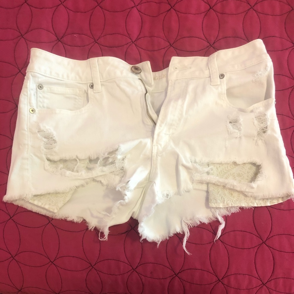 White jean shorts